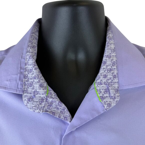 Tom Baine Mens Lavender Button-Up Shirt Long Sleeve Spandex Blend Sz XL - Picture 3 of 9